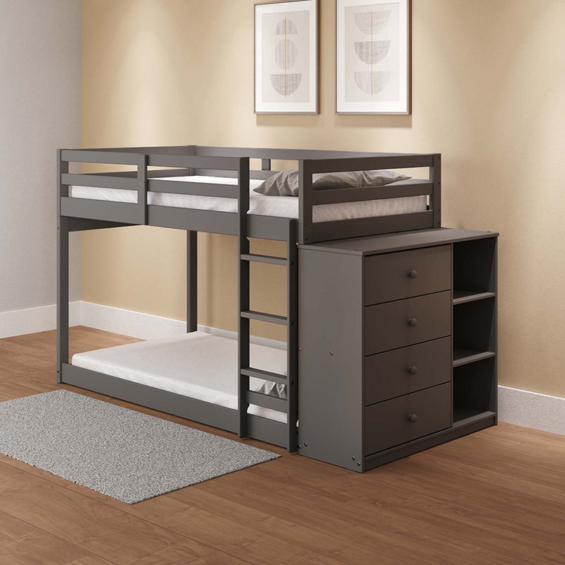 Gaston Twin/Twin Bunk Bed w/4 Drawers & 3 Compartments, Gray Finish Acme