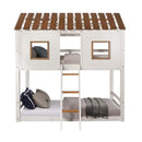 Inara Twin/Twin Bunk Bed, White & Rustic Oak Finish Acme