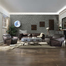 Brancaster Console Cabinet, Top Grain Leather & Aluminum Acme