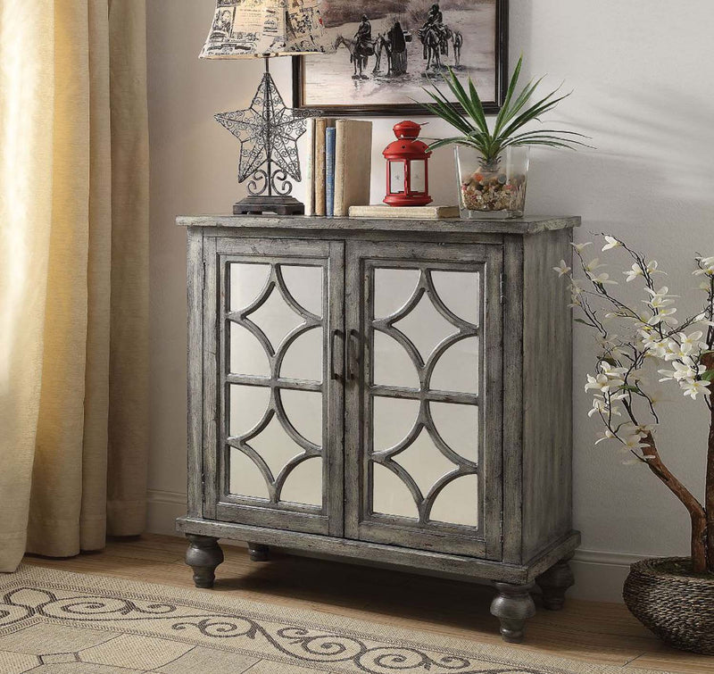 Velika Console Cabinet, Weathered Gray Finish Acme