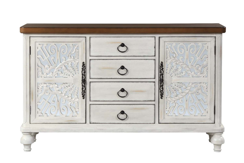 Vermont Console Cabinet, Antique White Finish Acme