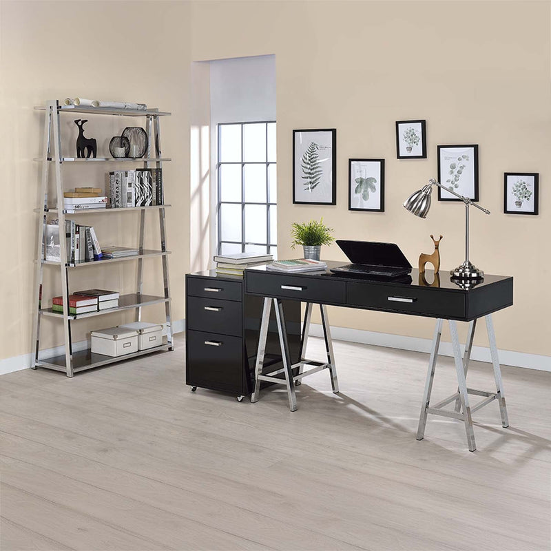 Coleen Cabinet, Black High Gloss & Chrome Finish Acme