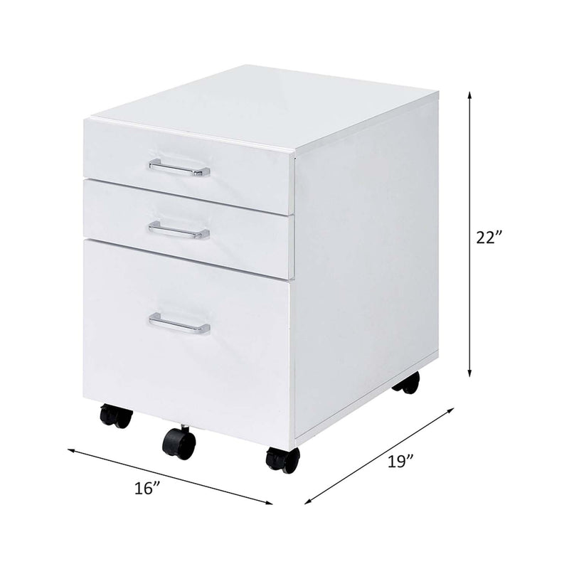 Tennos Cabinet, White & Chrome Finish Acme