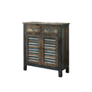 Glancio Console Cabinet, Antique Oak & Teal Finish Acme