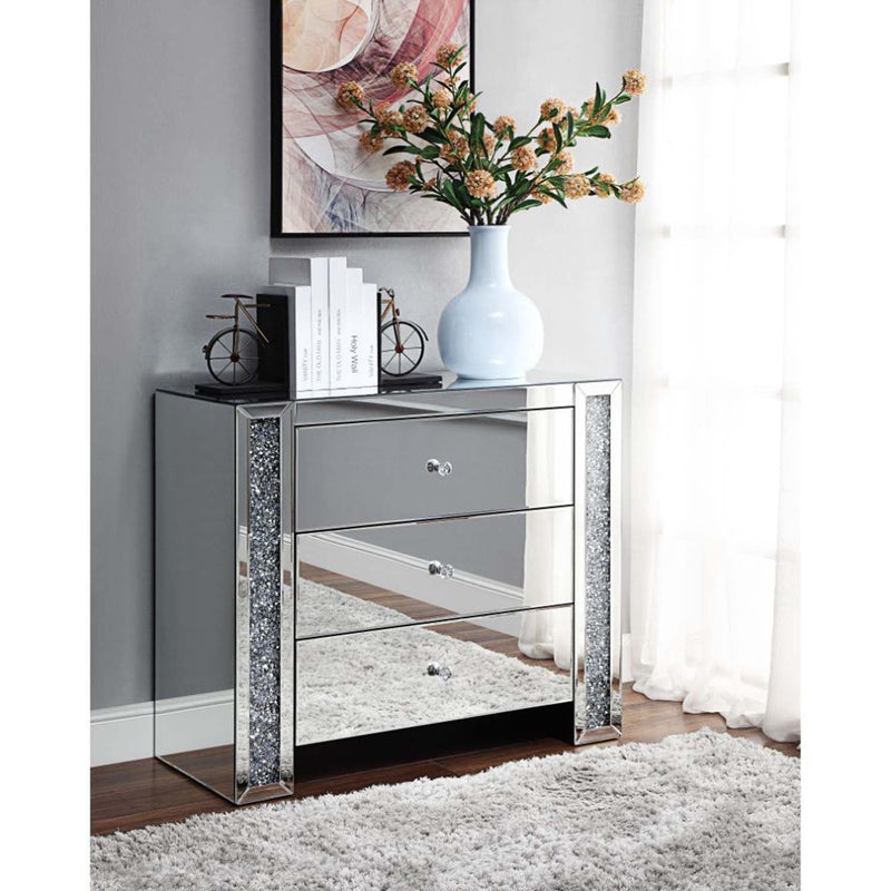 Noralie Console Cabinet, Mirrored & Faux Diamonds Acme