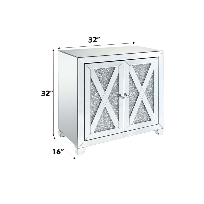 Noralie Console Cabinet, Mirrored & Faux Diamonds Acme