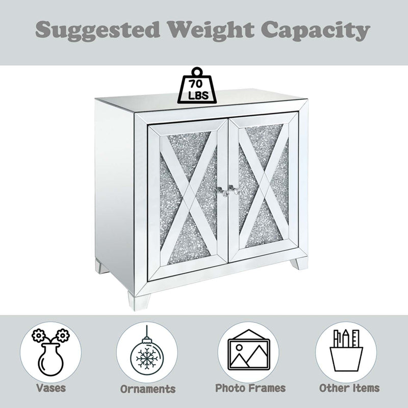 Noralie Console Cabinet, Mirrored & Faux Diamonds Acme