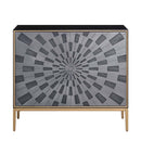 Quilla Console Cabinet, Black, Gray & Brass Finish Acme