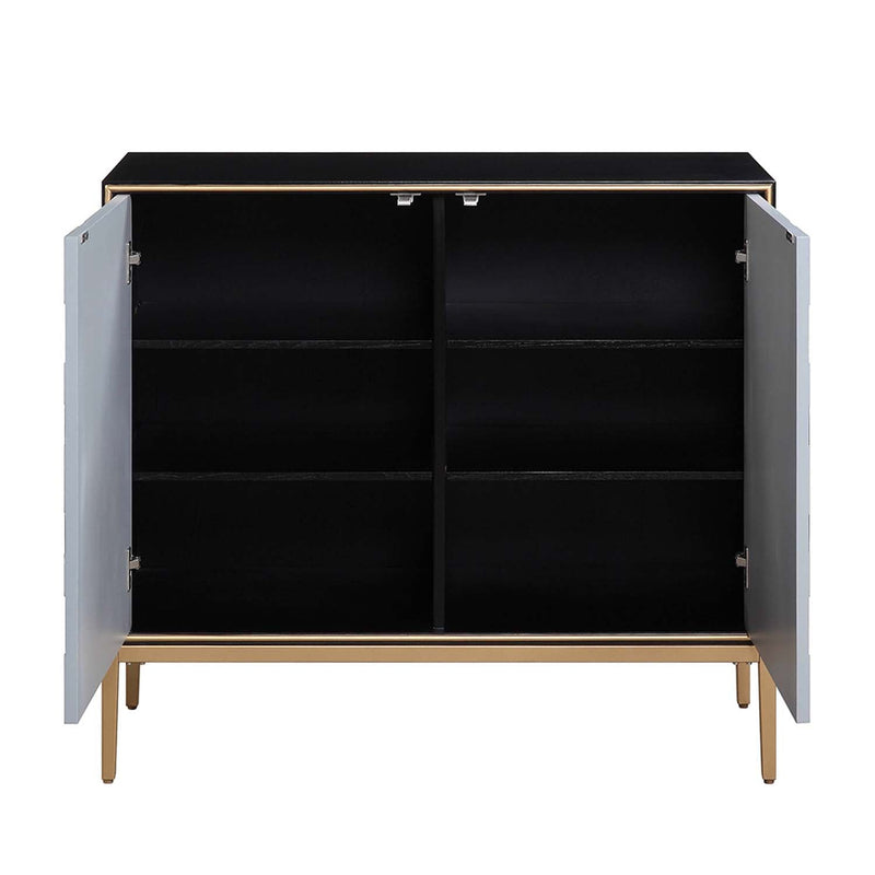 Quilla Console Cabinet, Black, Gray & Brass Finish Acme