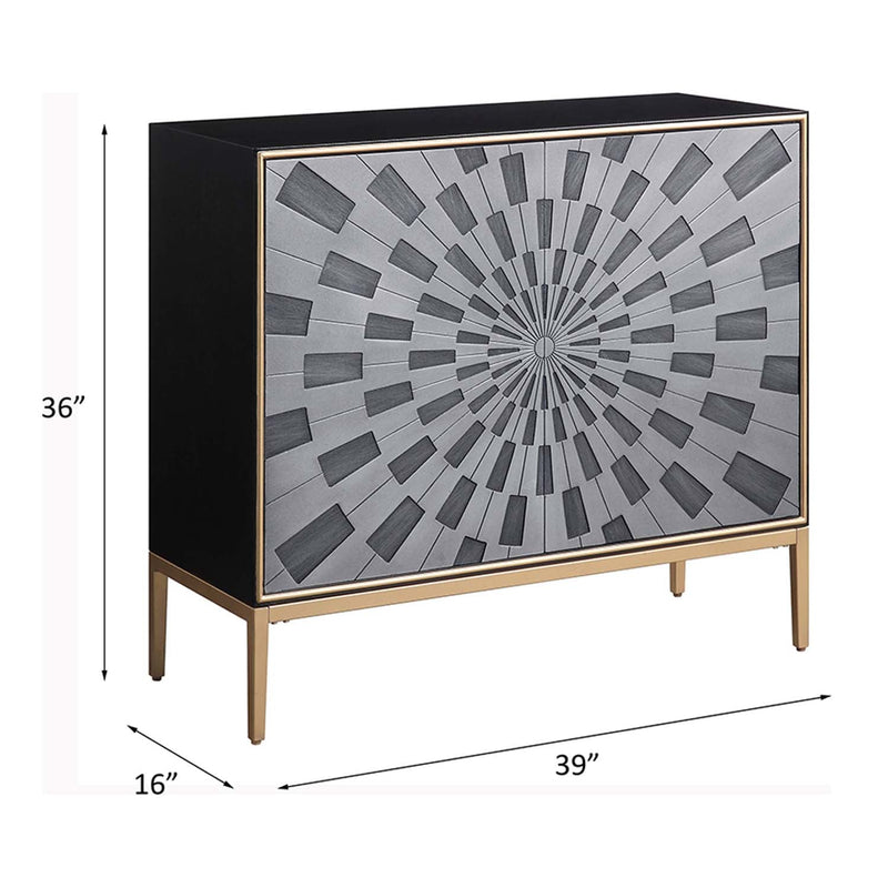 Quilla Console Cabinet, Black, Gray & Brass Finish Acme