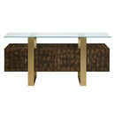 Mabyn Console Cabinet, Brass & Antique Brown Finish Acme
