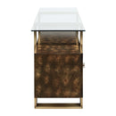Mabyn Console Cabinet, Brass & Antique Brown Finish Acme