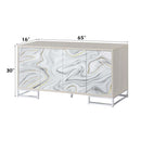 Panos Console Cabinet, White Marble Print & Chrome Finish Acme