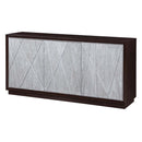 Geranio Console Cabinet, Metallic Silver & Walnut Finish Acme
