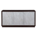 Geranio Console Cabinet, Metallic Silver & Walnut Finish Acme