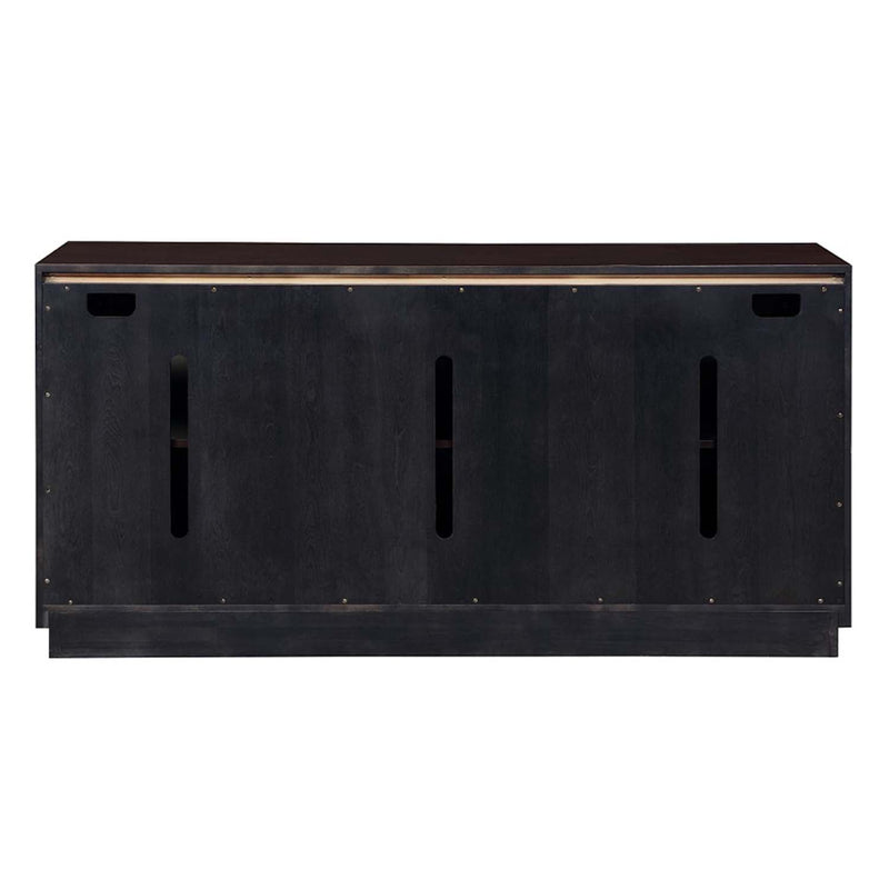 Geranio Console Cabinet, Metallic Silver & Walnut Finish Acme