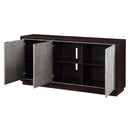 Geranio Console Cabinet, Metallic Silver & Walnut Finish Acme