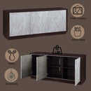 Geranio Console Cabinet, Metallic Silver & Walnut Finish Acme