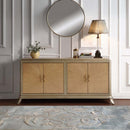 Dodie Console Cabinet, Natural Oak Sunburst Pattern & Taupe Champaign Finish Acme