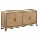 Dodie Console Cabinet, Natural Oak Sunburst Pattern & Taupe Champaign Finish Acme
