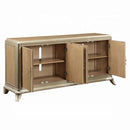 Dodie Console Cabinet, Natural Oak Sunburst Pattern & Taupe Champaign Finish Acme