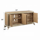 Dodie Console Cabinet, Natural Oak Sunburst Pattern & Taupe Champaign Finish Acme