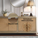 Dodie Console Cabinet, Natural Oak Sunburst Pattern & Taupe Champaign Finish Acme