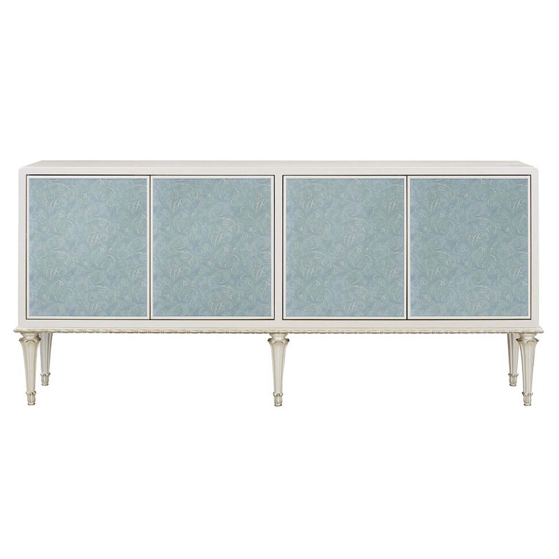 Ansaldo Console Cabinet, Pearl White & Silver Shimmer Finish Acme