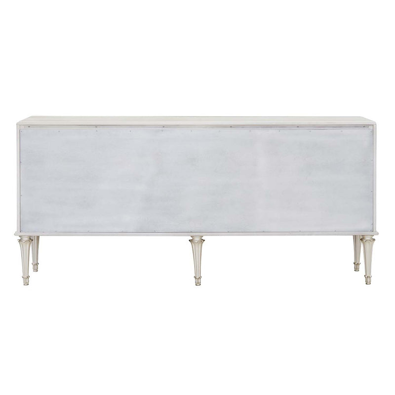 Ansaldo Console Cabinet, Pearl White & Silver Shimmer Finish Acme