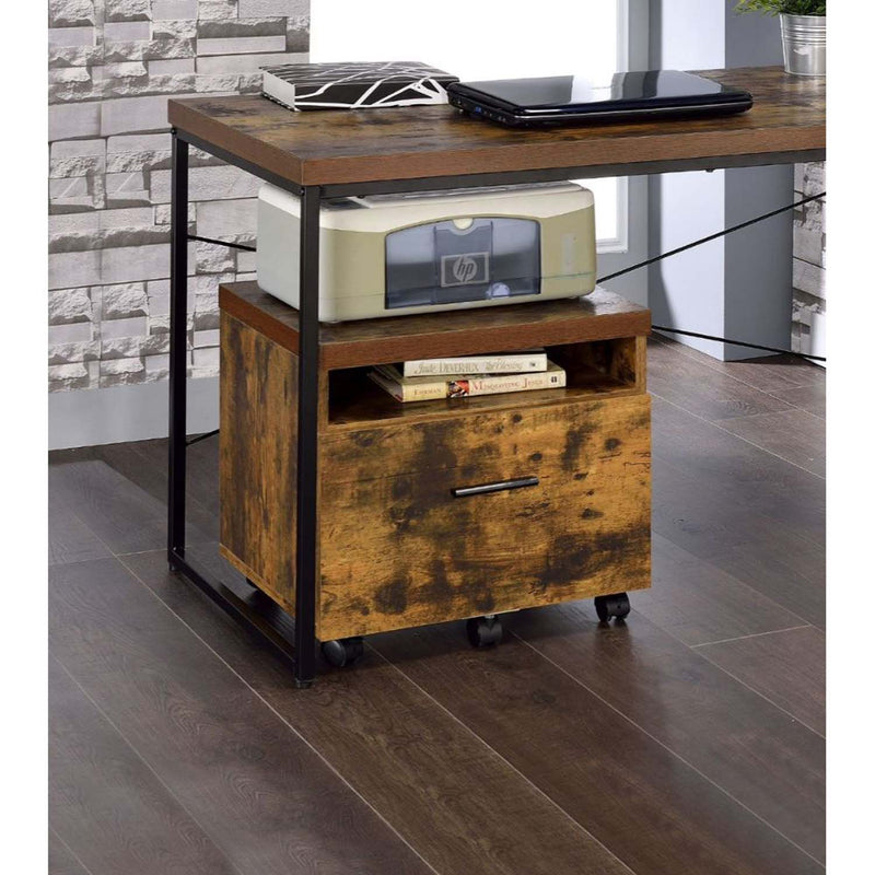 Bob Filing Cabinet, Weathered Oak & Black Finish Acme