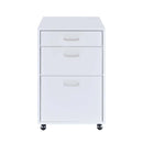 Coleen Filing Cabinet, White High Gloss & Chrome Finish Acme