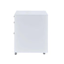 Coleen Filing Cabinet, White High Gloss & Chrome Finish Acme