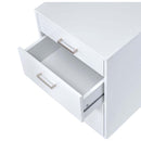 Coleen Filing Cabinet, White High Gloss & Chrome Finish Acme