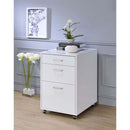 Coleen Filing Cabinet, White High Gloss & Chrome Finish Acme