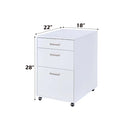 Coleen Filing Cabinet, White High Gloss & Chrome Finish Acme