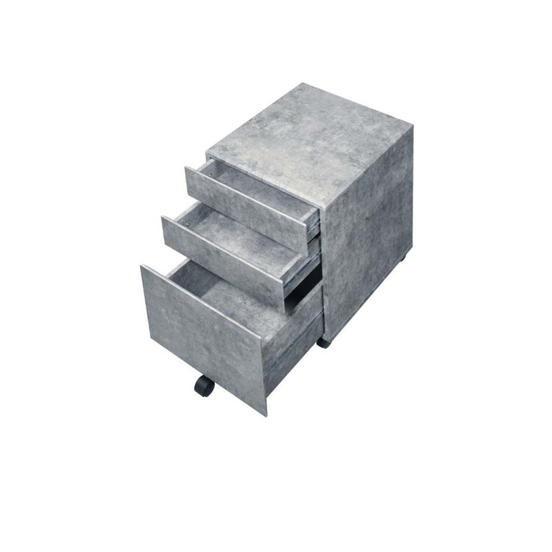 Jurgen Filing Cabinet, Faux Concrete & Silver Finish Acme