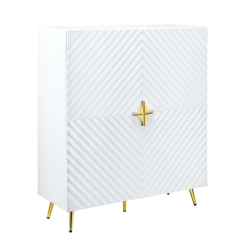 Gaines Accent Cabinet, White High Gloss Finish Acme