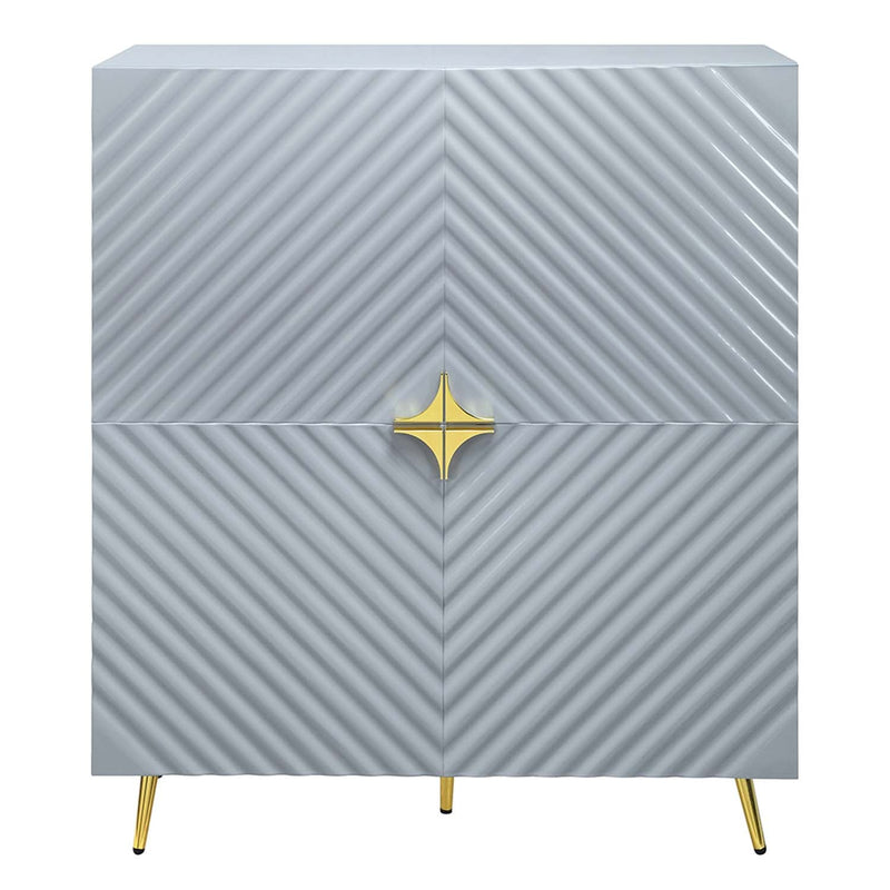 Gaines Accent Cabinet, Gray High Gloss Finish Acme