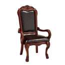 Dresden Arm Chair 2Pc, Brown Faux Leather & Cherry Oak Finish Acme