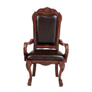 Dresden Arm Chair 2Pc, Brown Faux Leather & Cherry Oak Finish Acme