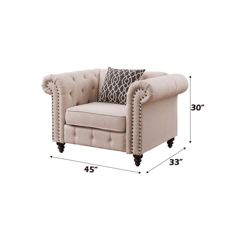 Aurelia Chair w/Pillow, Beige Linen Acme