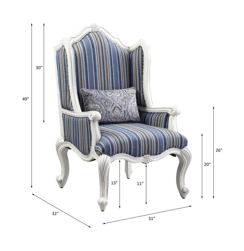 Ciddrenar Chair w/Pillow, Fabric & White Finish Acme