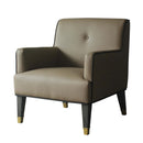 House Beatrice Accent Chair w/Pillow, Tan Faux Leather & Charcoal Finish Acme