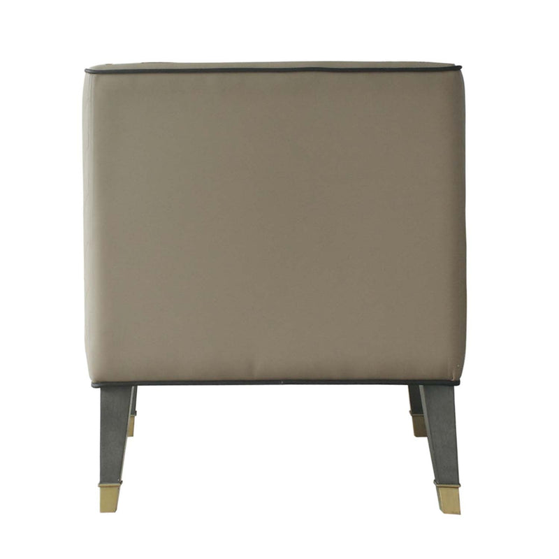 House Beatrice Accent Chair w/Pillow, Tan Faux Leather & Charcoal Finish Acme