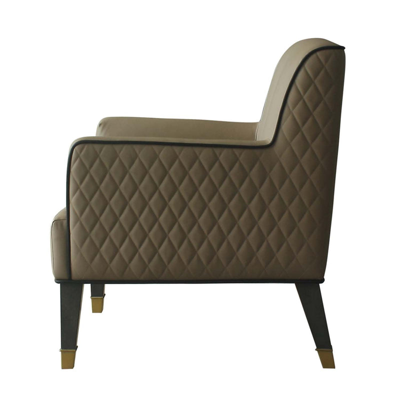House Beatrice Accent Chair w/Pillow, Tan Faux Leather & Charcoal Finish Acme
