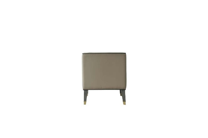 House Beatrice Accent Chair w/Pillow, Tan Faux Leather & Charcoal Finish Acme