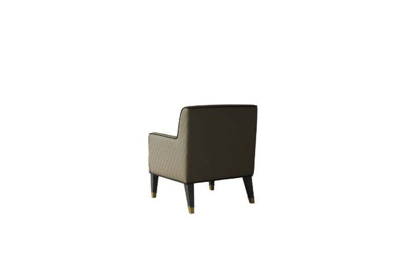 House Beatrice Accent Chair w/Pillow, Tan Faux Leather & Charcoal Finish Acme