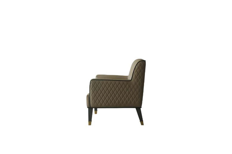 House Beatrice Accent Chair w/Pillow, Tan Faux Leather & Charcoal Finish Acme