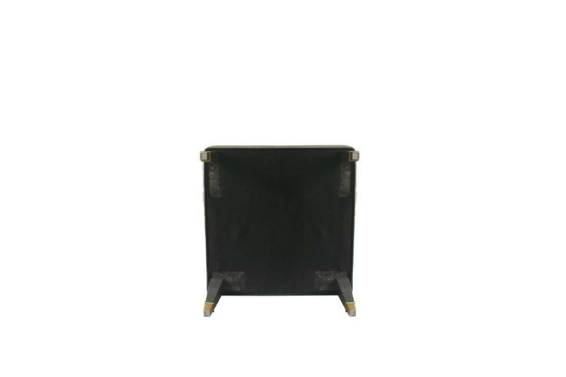 House Beatrice Accent Chair w/Pillow, Tan Faux Leather & Charcoal Finish Acme