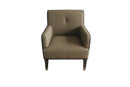 House Beatrice Accent Chair w/Pillow, Tan Faux Leather & Charcoal Finish Acme